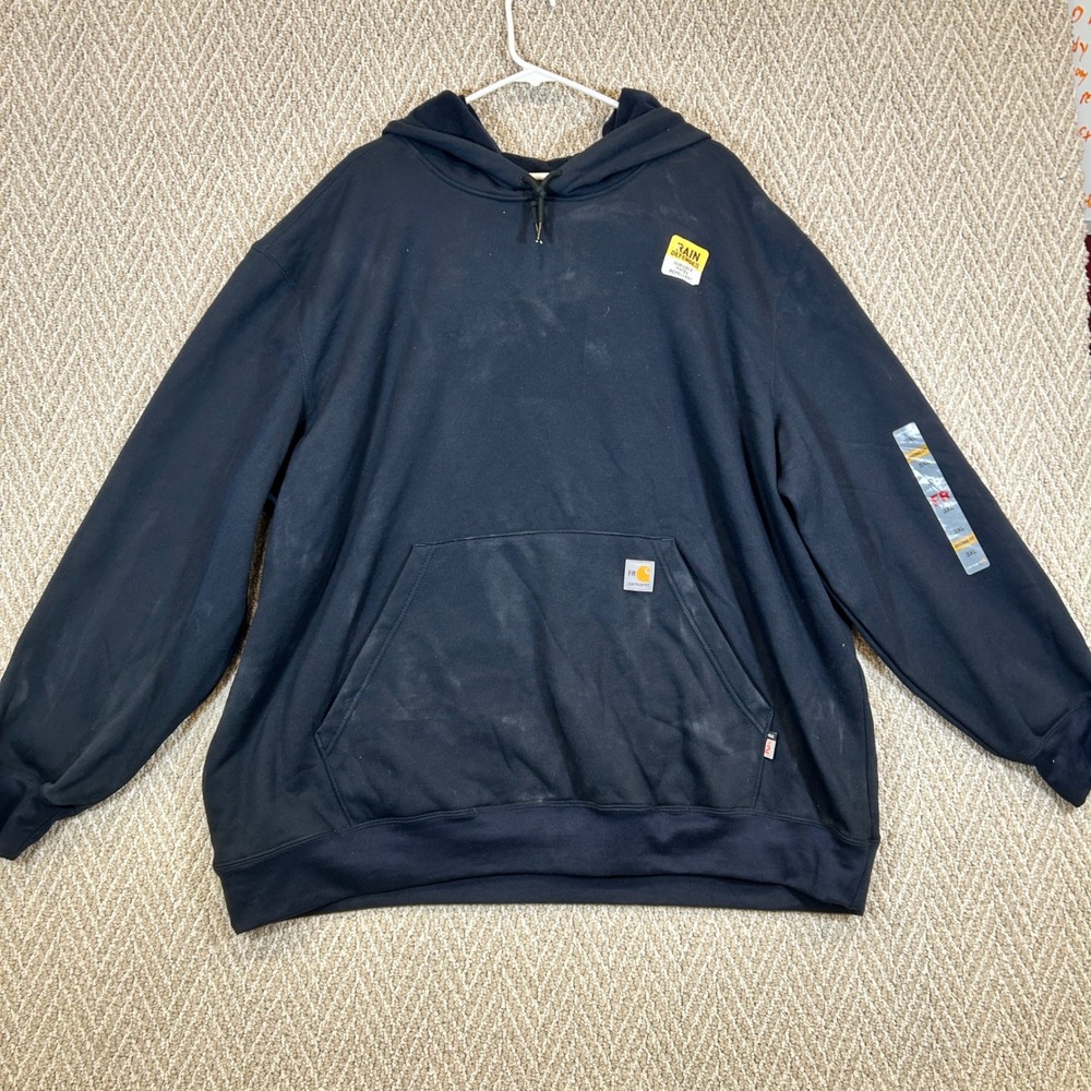 Carhartt FR Heavyweight Hoodie Mens 3XL Blue Hooded Rain Defender 102907-410